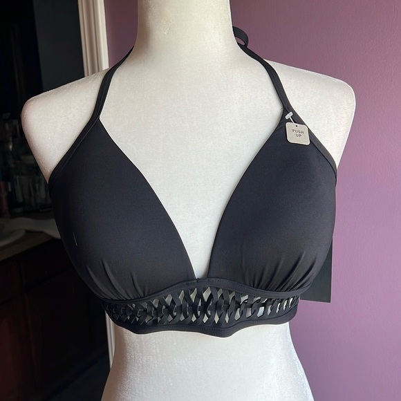 Kenneth Cole New York Other - Kenneth Cole bikini top bathing suit swim black push up tie around neck 38 B C